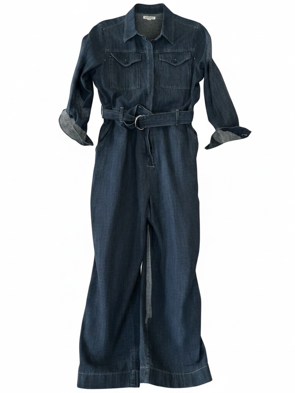 Women’s Dark Indigo Denim Jumpsuit with Belt - Picture 4 of 5